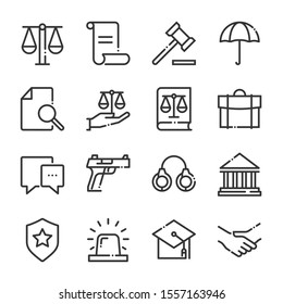 Law And Justice Bold Line Icon Set. The Set Is About Signature, Conversation, Security, Approval, Certificate, Certification, Mail, Achievement, Vector, Editable Stroke, Line, Outline.