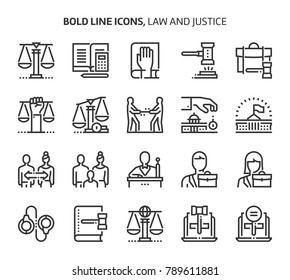 Law and justice, bold line icons. The illustrations are a vector, editable stroke, 48x48 pixel perfect files. Crafted with precision and eye for quality. svg