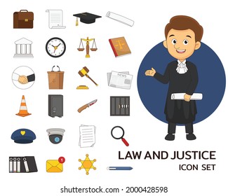 Law and justice concept flat icons