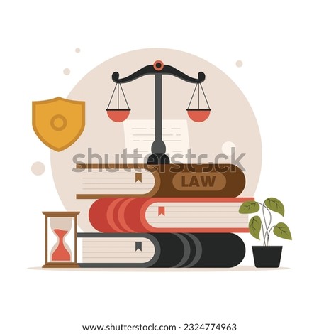 Law and justice concept, flat illustration vector. Illustration for website, landing page, mobile app, poster and banner. Trendy flat vector illustration