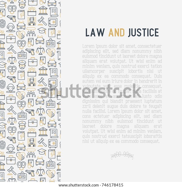 Law and justice
concept with thin line icons: judge, policeman, lawyer,
fingerprint, jury, agreement, witness, scales. Vector illustration
for banner, web page, print
media.