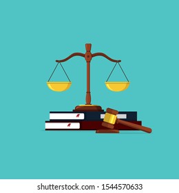 Law and justice concept vector illustration in flat style. Design elements, symbols and icons.