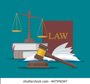 Law and justice concept vector illustration in flat style. Design elements, symbols and icons. svg