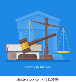 Law and justice concept vector illustration in flat style. Design elements, symbols and icons. svg