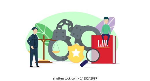 law and justice creative illustration vector of graphic , small people in law and justice flat illustration vector , vector flat illustration for website landing page