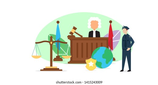 law and justice creative illustration vector of graphic , small people in law and justice flat illustration vector , vector flat illustration for website landing page