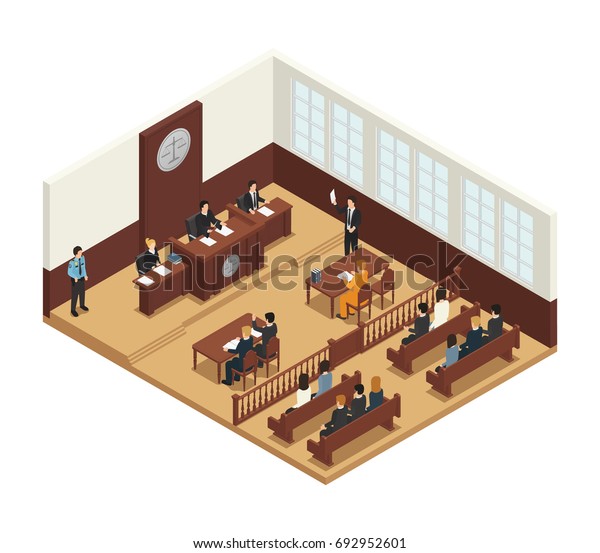 Law Justice Criminal Trial Courtroom Proceedings Stock Vector