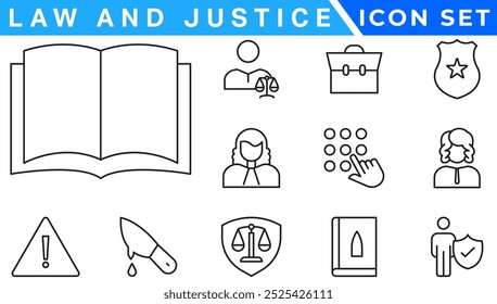 law and justice filled icons set. glyph icons such as finance book, low energy, ingot, keyword, allocation, depressed, corruption, handcuffs, organization chart, ungrowth icon