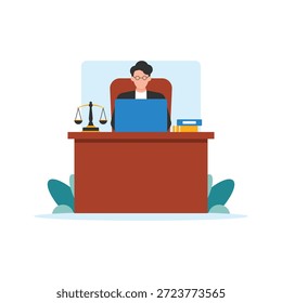 Carácter de Ilustraciones de diseño plano de ley y justicia