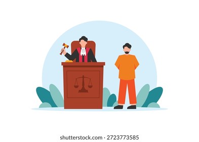 Carácter de Ilustraciones de diseño plano de ley y justicia