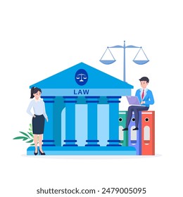 law and justice flat illustration,  Law firm and legal services, Public law consulting.