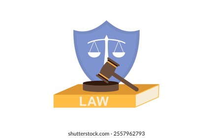 law and justice with gavel judge books scales icons law degree education vector illustration