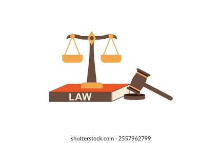 law and justice with gavel judge books scales icons law degree education vector illustration