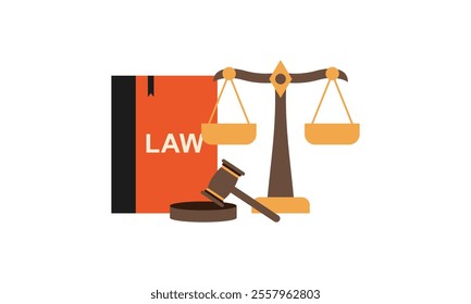 law and justice with gavel judge books scales icons law degree education vector illustration