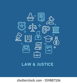 Law and Justice icon set, Lawyer symbol    collection.