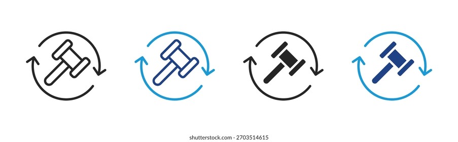 Law Justice icon set multiple style collection