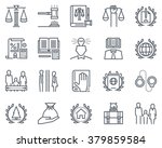 Law and justice icon set suitable for info graphics, websites and print media. Black and white flat line signs.