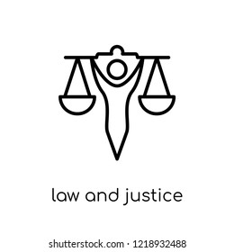 law and justice icon. Trendy modern flat linear vector law and justice icon on white background from thin line law and justice collection, editable outline stroke vector illustration