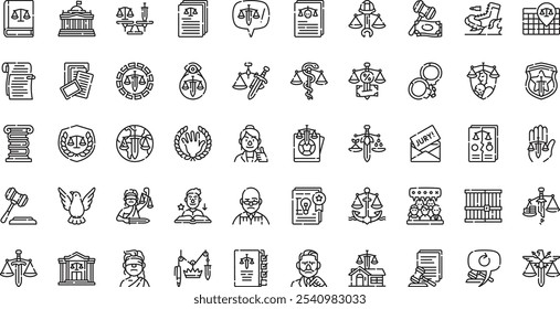 Iconos de ley y justicia Colección de iconos vectoriales de alta calidad con trazo editable. Ideal para Profesional y Proyectos Creativos.