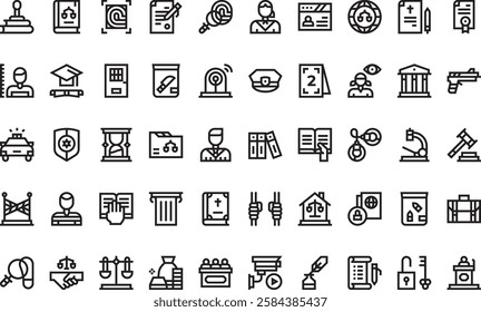 Law and justice icons High-Quality Vector Icons Collection with Editable Stroke. Ideal for Professional and Creative Projects.