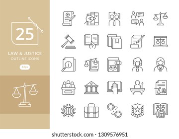 Law and Justice icons. Law and justice icon set suitable for info graphics, websites and print media. Modern thin line icons of law and lawyer service