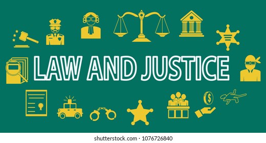 Law and Justice icons legal set vector. illustration flat mono symbol.