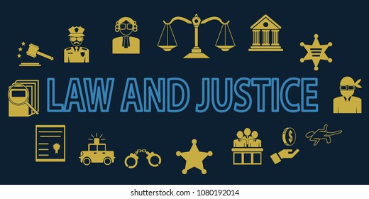 Law and Justice icons legal set vector. illustration flat mono symbol.