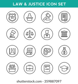 Law and Justice icons set