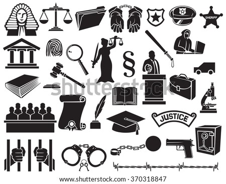 law and justice icons set