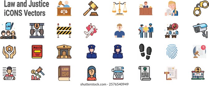 Law and Justice icons Set Eps file