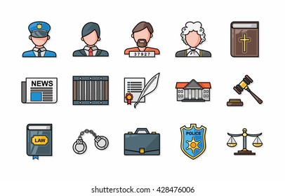Law and justice icons set,eps10