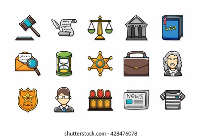 Law and justice icons set,eps10