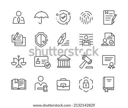 Law and Justice Icons - Vector Line. Editable Stroke. 
