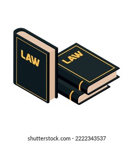 Law justice isometric composition with isolated image of court trial element on blank background vector illustration