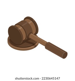 Law justice isometric composition with isolated court trial image on blank background vector illustration