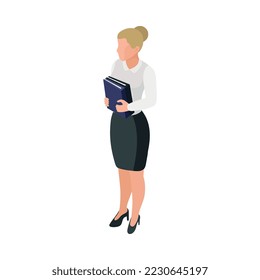Composición isométrica de la justicia de ley con imagen aislada del elemento de juicio judicial en ilustración vectorial en blanco