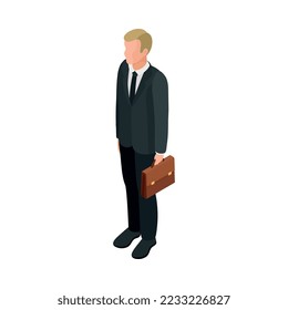 Composición isométrica de la justicia de ley con imagen aislada del elemento de juicio judicial en ilustración vectorial en blanco