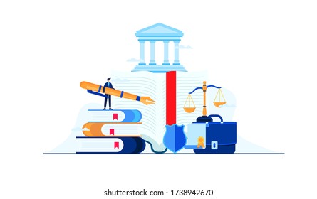 conocimiento de ley y justicia conocimiento ilustración de vector fondo de la plantilla de concepto se puede utilizar para presentación banner web UI página de inicio UX
