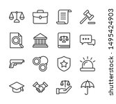 Law and justice line icons set vector illustration