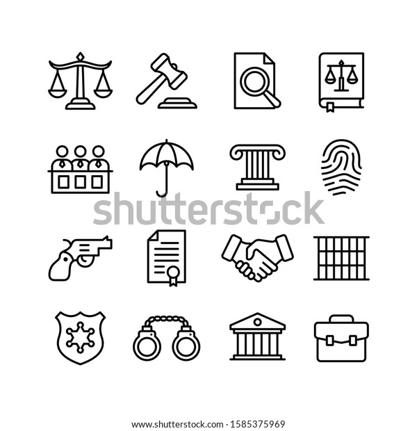 Law Justice Line Icons Set Vector Stock Vector Royalty Free 1585375969 Shutterstock 1000