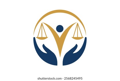 Law And Justice Logo Hand holding scale justice law human rights day vector