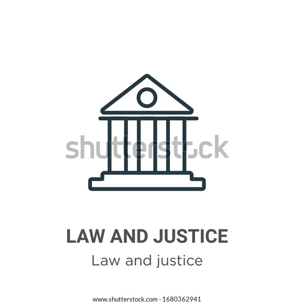 Law\
and justice outline vector icon. Thin line black law and justice\
icon, flat vector simple element illustration from editable law and\
justice concept isolated stroke on white\
background
