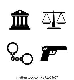 Law justice. Simple Related Vector Icons Set for Video, Mobile Apps, Web Sites, Print Projects and Your Design. Black Flat Illustration on White Background.