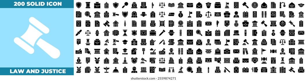 Law And Justice Solid Editable Icons set. Vector illustration in modern thin solid style of law and justuce icons: law, lawyer, justice, etc