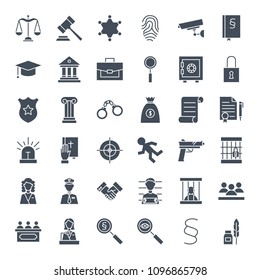 Law Justice Solid Web Icons. Vector Set of Glyphs.