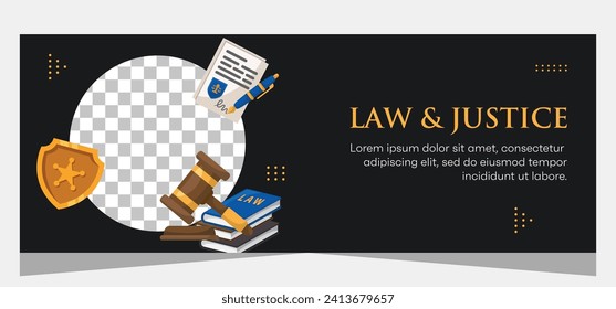 Law and justice template banner design. Premium banner template