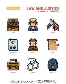 Law And Justice Vector icons for web design, book, magazine, poster, ads, app, etc.