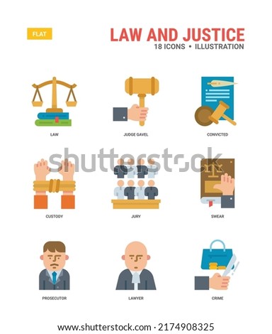 Law And Justice Vector icons for web design, book, magazine, poster, ads, app, etc.