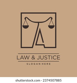 DISEÑO DE LOGOTIPO DE VECTOR DE LEY Y JUSTICIA CON CONCEPTO DE CARTA MODERNA