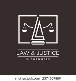LAW AND JUSTICE VECTOR LOGO DESIGN WITH MODERN LETTER CONCEPT